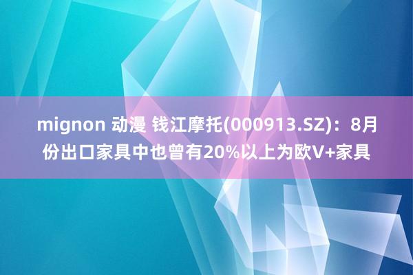 mignon 动漫 钱江摩托(000913.SZ)：8月份出口家具中也曾有20%以上为欧V+家具