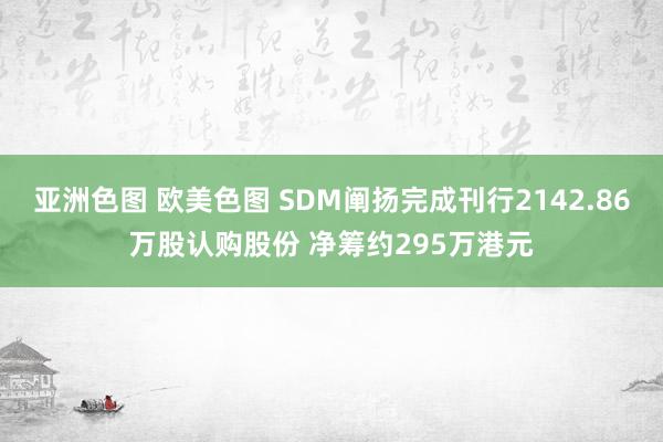 亚洲色图 欧美色图 SDM阐扬完成刊行2142.86万股认购股份 净筹约295万港元