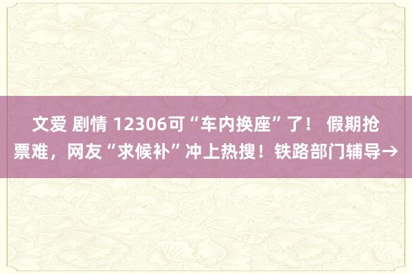 文爱 剧情 12306可“车内换座”了！ 假期抢票难，网友“求候补”冲上热搜！铁路部门辅导→