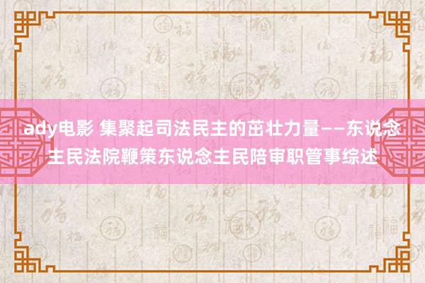 ady电影 集聚起司法民主的茁壮力量——东说念主民法院鞭策东说念主民陪审职管事综述