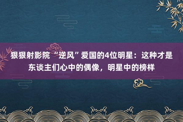 狠狠射影院 “逆风”爱国的4位明星：这种才是东谈主们心中的偶像，明星中的榜样