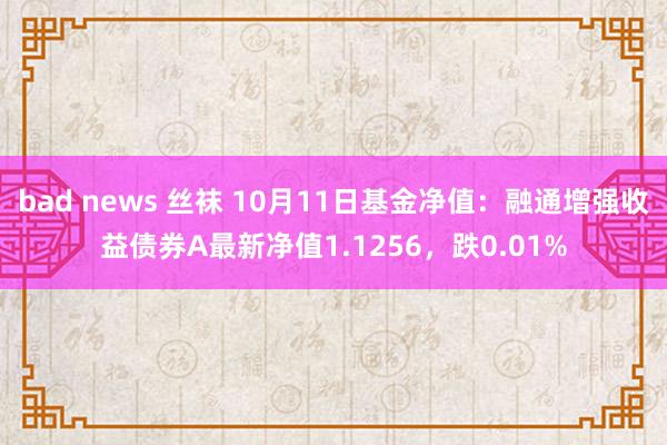 bad news 丝袜 10月11日基金净值：融通增强收益债券A最新净值1.1256，跌0.01%