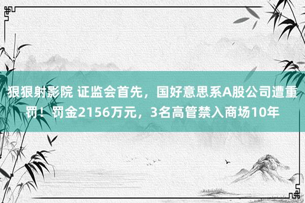 狠狠射影院 证监会首先，国好意思系A股公司遭重罚！罚金2156万元，3名高管禁入商场10年