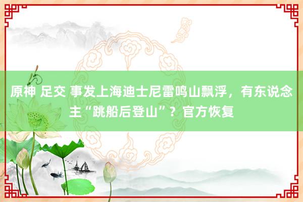 原神 足交 事发上海迪士尼雷鸣山飘浮，有东说念主“跳船后登山”？官方恢复