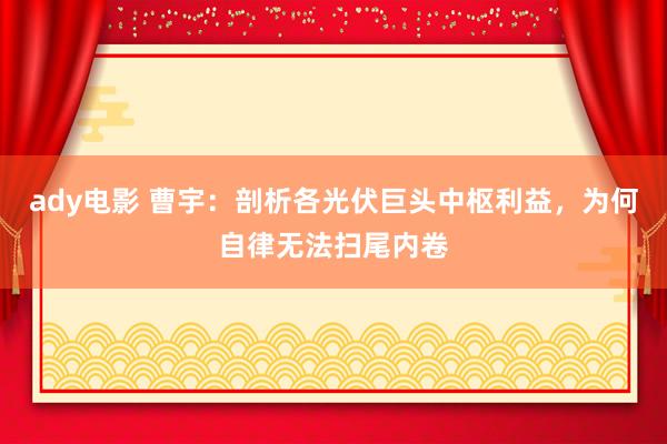 ady电影 曹宇：剖析各光伏巨头中枢利益，为何自律无法扫尾内卷