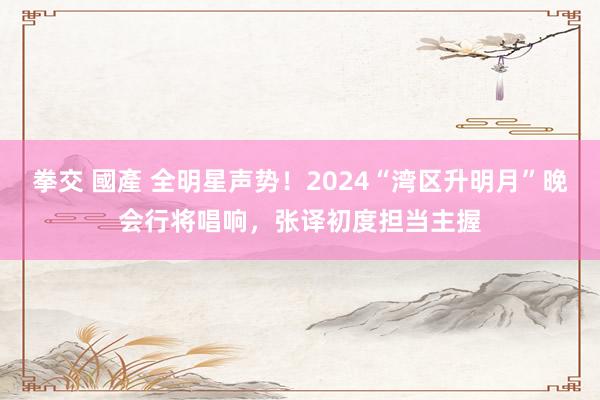 拳交 國產 全明星声势！2024“湾区升明月”晚会行将唱响，张译初度担当主握