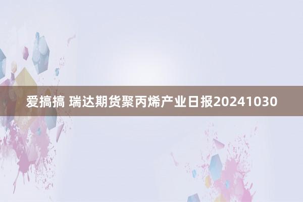 爱搞搞 瑞达期货聚丙烯产业日报20241030